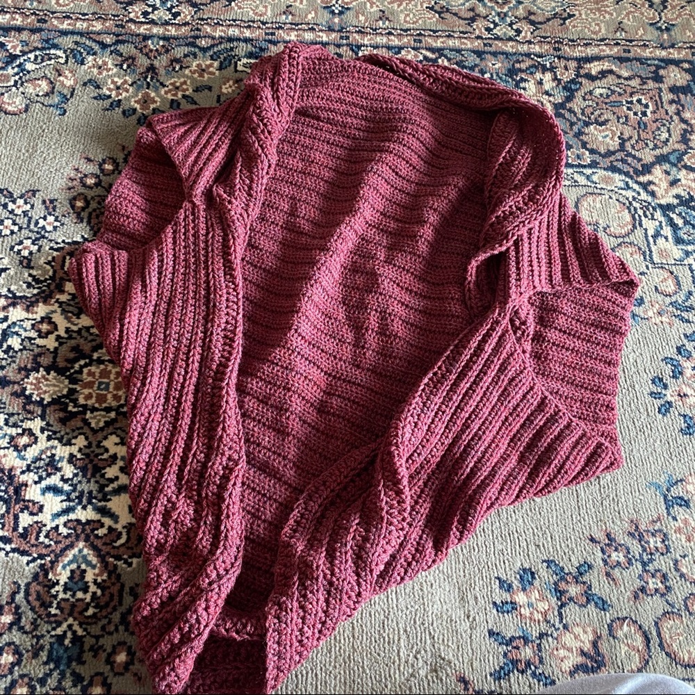 2/$30 || Hand-Knit Maroon Cardigan